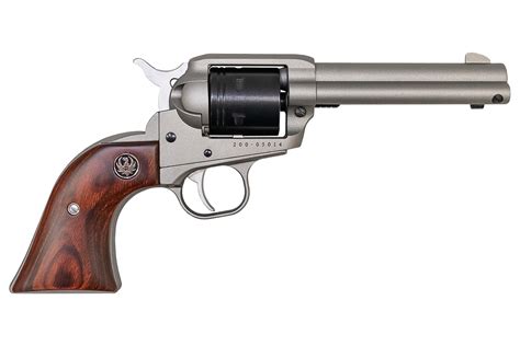 Ruger Wrangler 22LR Single-Action Revolver with Silver Cerakote Finish and Wood Laminate Grips ...