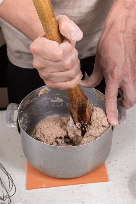 The Process of Kneading Wheat Bread Stock Photo - Image of ingredient ...