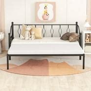 Twin Size Daybed with Adjustable Trundle, Metal Daybed Frame with Pop ...