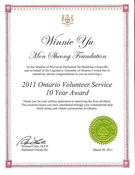 Volunteer Of The Year Award Template Regarding Volunteer Certificate ...