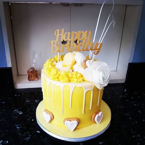 My birthday cake! Yellow is my colour for 2019! 6 layers of ...