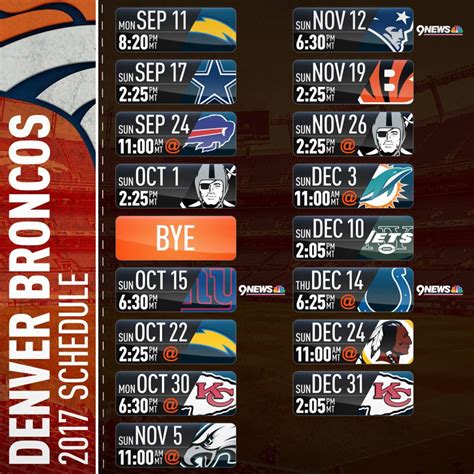 Denver Broncos 17-18 schedule