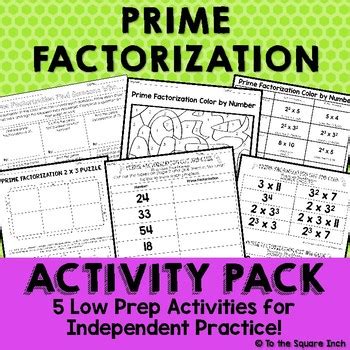 Prime Factorization Activities - Low Prep Prime Factorization Games ...