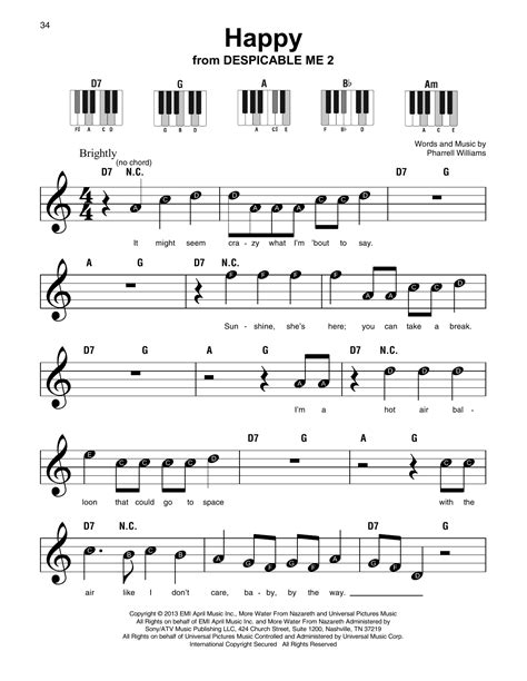 Happy by Pharrell Sheet Music for Super Easy Piano at Sheet Music Direct