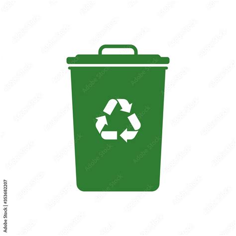 Vector green recycling bin with recycle logo isolated on white ...