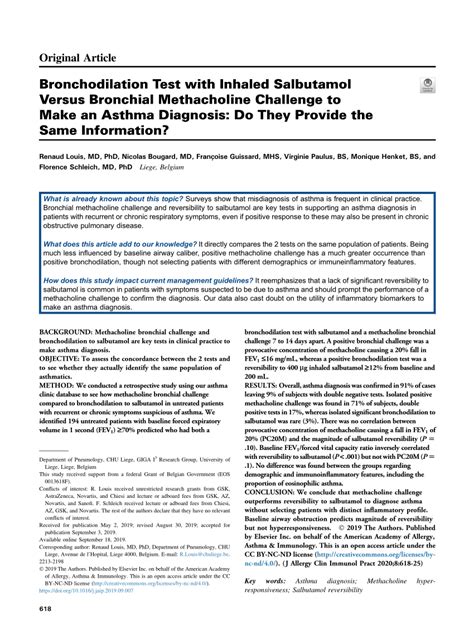 (PDF) Bronchodilation Test with Inhaled Salbutamol Versus Bronchial ...