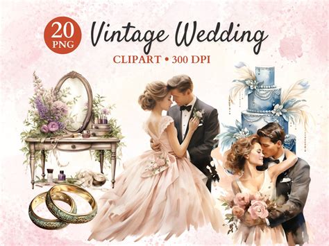 Vintage Wedding Clipart, Marriage Clipart, Romantic Clipart, Wedding Celebration Clipart ...