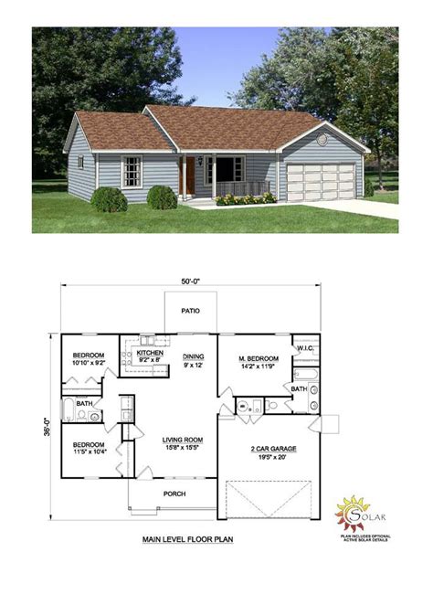 Plan 94426 | Ranch Style with 3 Bed, 2 Bath, 2 Car Garage | Small ranch style house plans, Ranch ...