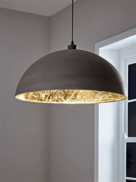 Oversized Grey & Gold Domed Pendant | Dome pendant lighting, Ceiling lights, Glass pendant ...