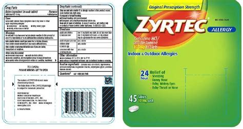 ZYRTEC (tablet, film coated) McNeil Consumer Healthcare Div McNeil-PPC, Inc