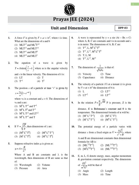 Dpp Unit and Dimensions | PDF | Force | Electronvolt