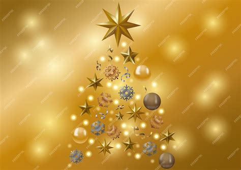 Premium Vector | Vector abstract cover golden christmas tree with text on gold background