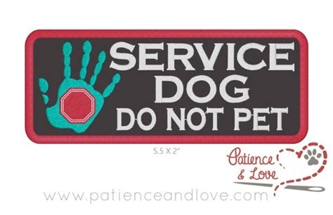 1 Patch 5.5 x 2 inches Service Dog Do Not Pet hand with