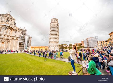 Pisa cathedral with leaning tower in Italy Stock Photo - Alamy