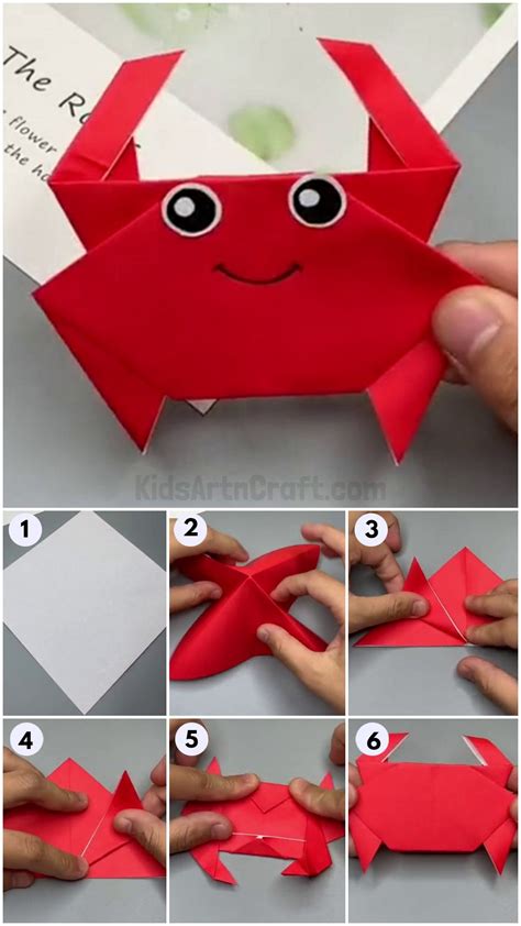 Origami Crab Making Easy Tutorial For Kids | Origami crafts, Origami ...