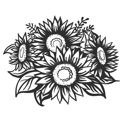 Bouquet Of Sunflowers, Sketch Stock Illustration - Illustration of hand, drawing: 12298651