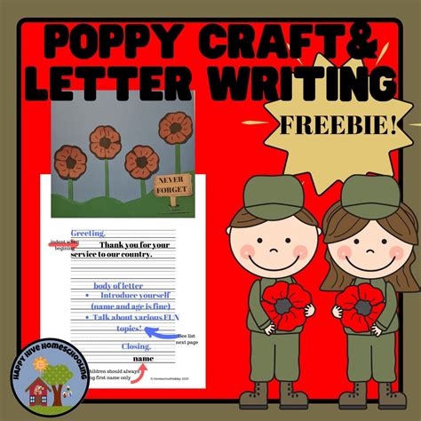 Memorial Day poppy craft and letter writing activity - Happy Hive ...