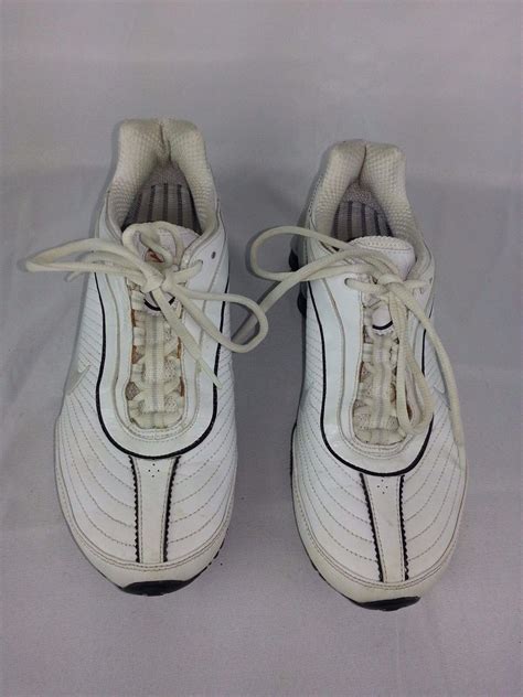 NIKE SHOX WHITE LEATHER Women's RUNNING GYM SHOES NON… - Gem