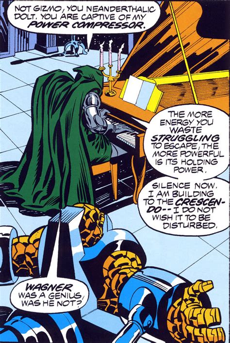 Bah! — Doctor Doom serenades Ben Grimm