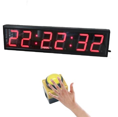 BTBSIGN Large LED Countdown Timer Stopwatch With Wired Big Button and Wireless Remote Obstacle ...