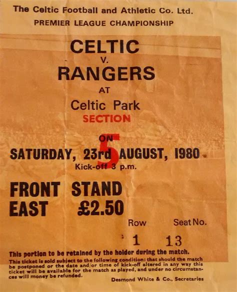 1980-08-23: Celtic 1-2 Rangers, Premier League – The Celtic Wiki