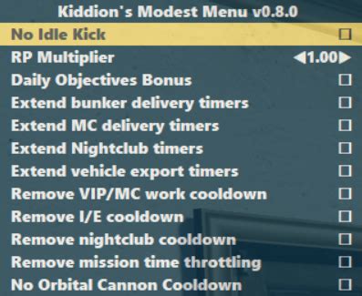 Kiddions Modest External Menu