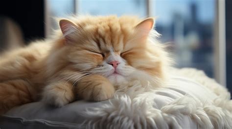 Gato gordo durmiendo aislado en un bonito fondo | Foto Premium