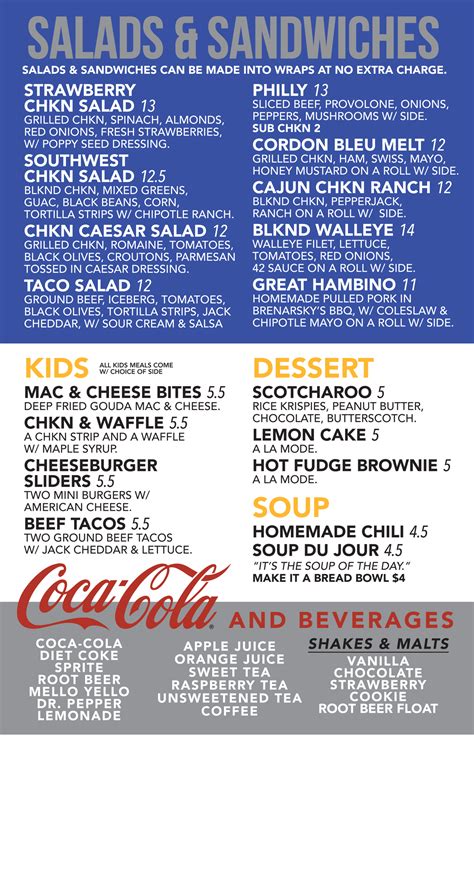 Menu | Blue 42 Grille