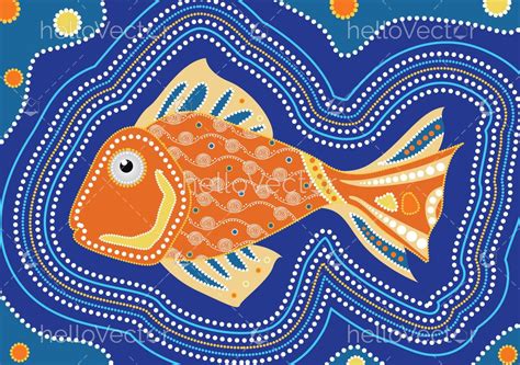 Aboriginal fish dot painting - Vector illustration. - Download Graphics & Vectors