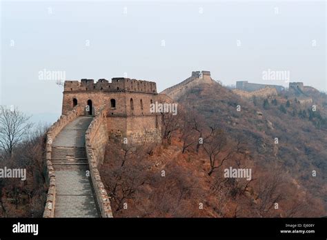 Great Wall closeup in the morning with sunrise and colorful sky in Beijing, China Stock Photo ...