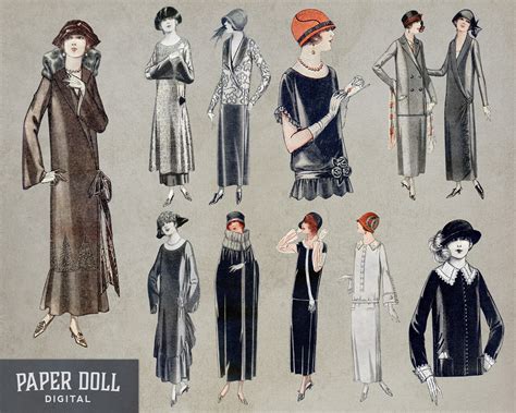 Vintage Fashion Clipart 1920s Clipart Vintage Fashion Art Doll Scrapbooking Journal Cardmaking ...