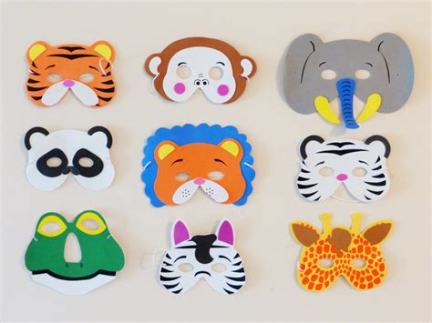 Set of 9 Jungle animals masks safari mask tiger lion mask