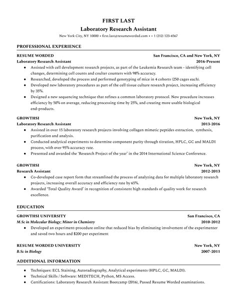 10 Research Assistant Resume Examples for 2023 | Resume Worded