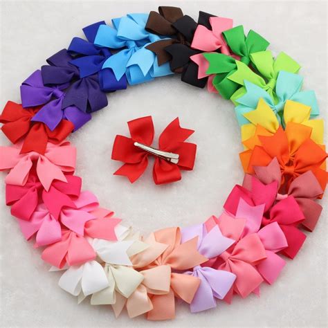 Grosgrain Hair Ribbon Bow Hair Clip,All Size Ribbon Hair Bow For Girls ...