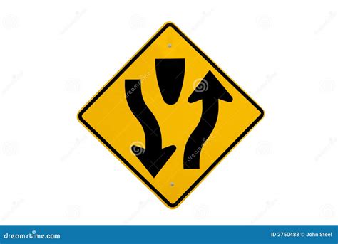 Median Ahead Road Sign Isolate Stock Photos - Image: 2750483