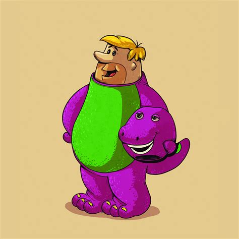 Alex Solis "Barney Unmasked" Print in 2022 | Cartoon art, Cartoon crossovers, Cartoon