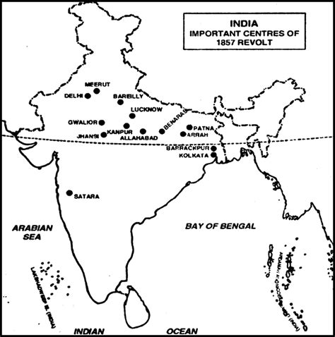 1857 Revolt Map Of India