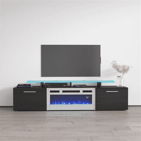 Rova Modern 75 TV Stand with Electric Fireplace - Black in Hungary at ...