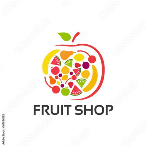 Fruit Shop Logo template designs, Fresh Fruit Center Logo template designs vector illustration ...