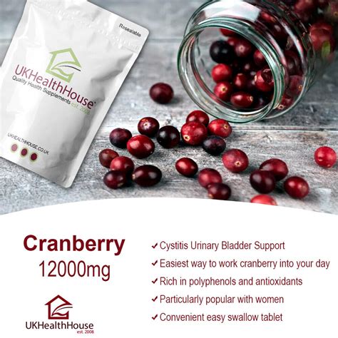 Cranberry Juice 12000mg - Tablets - UTI Cystitis Urinary Bladder ...