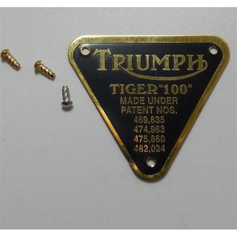 Triumph Tiger 100 Brass Patent Plate Supplied With Rivets Made in England OEM No 70-1678 ...