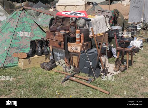 Assorted German soldier equipment from World War II on display at the ...