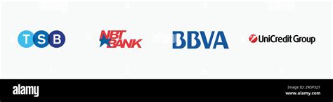 BBVA logo, TSB logo, NBT BANK logo, UNICREDIT GROUP Logo, Editorial vector logo on white paper ...
