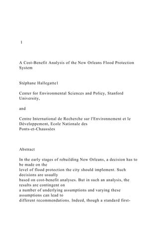 1 A Cost-Benefit Analysis of the New Orleans Flood P.docx