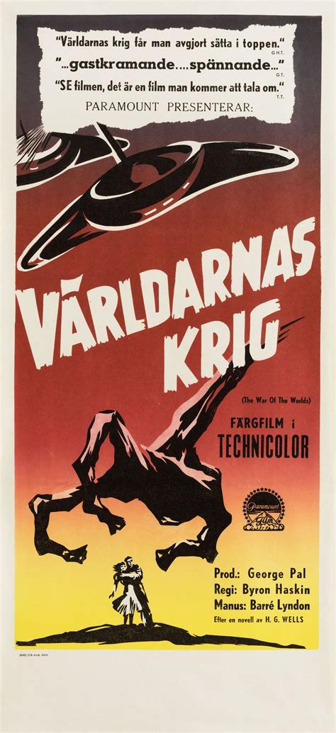 The War of the Worlds 1953 Swedish Stolpe Poster - Posteritati Movie Poster Gallery