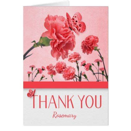 Custom Thank You Pink Carnations with Butterflies | Zazzle | Pink carnations, Custom thank you ...