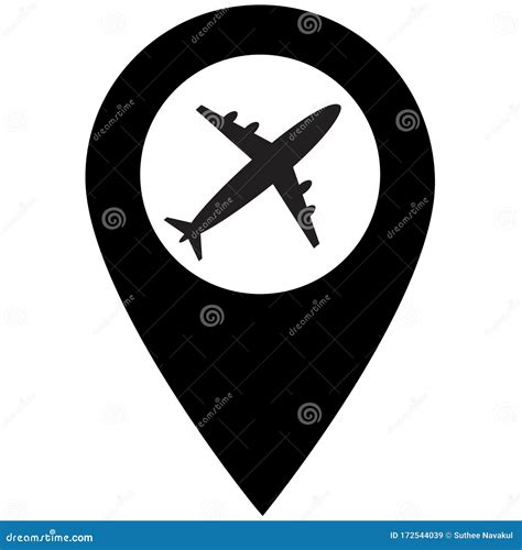 Airport Map Markers Icon on White Background. Flat Style. Map Pointer ...