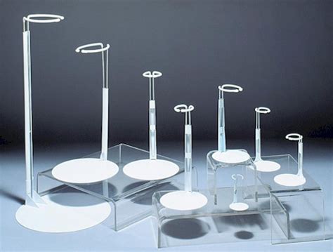 Metal Doll Stands - White - Set of 6, Doll and Figurine Display Cases