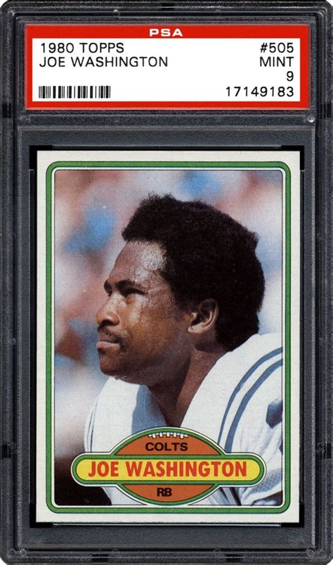 Auction Prices Realized Football Cards 1980 TOPPS Joe Washington Summary