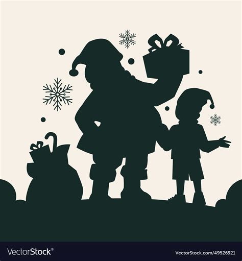 Silhouette santa christmas season isolated Vector Image